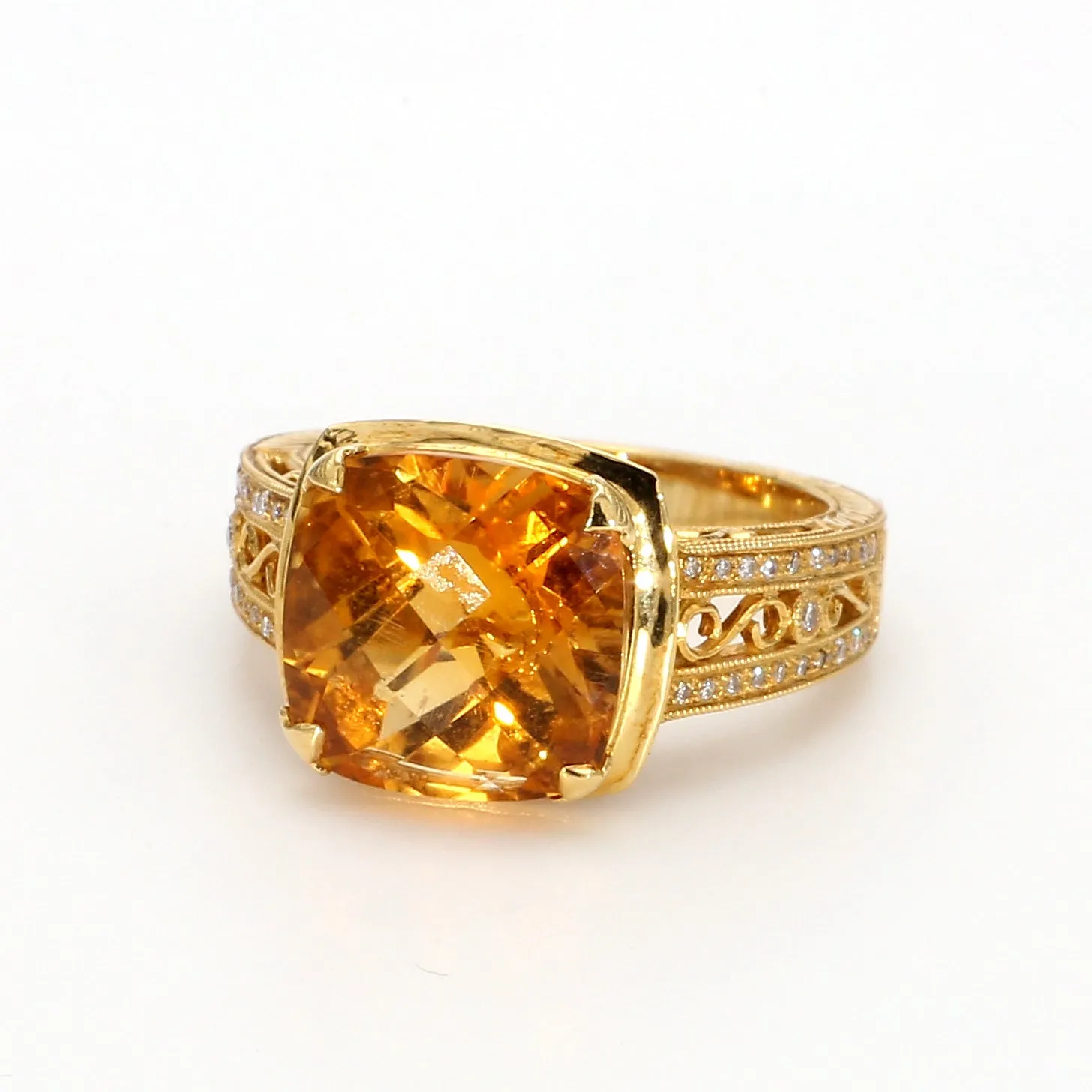 Honey Citrine & Diamond Ring
