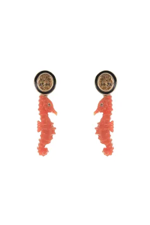 Imperial Topaz Coral Seahorse Earrings