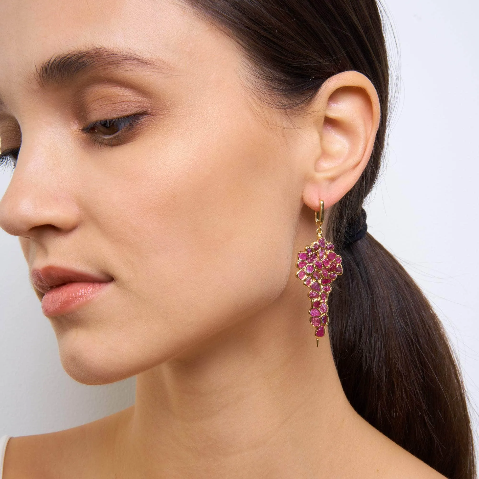 Ivy Rough Ruby Earrings