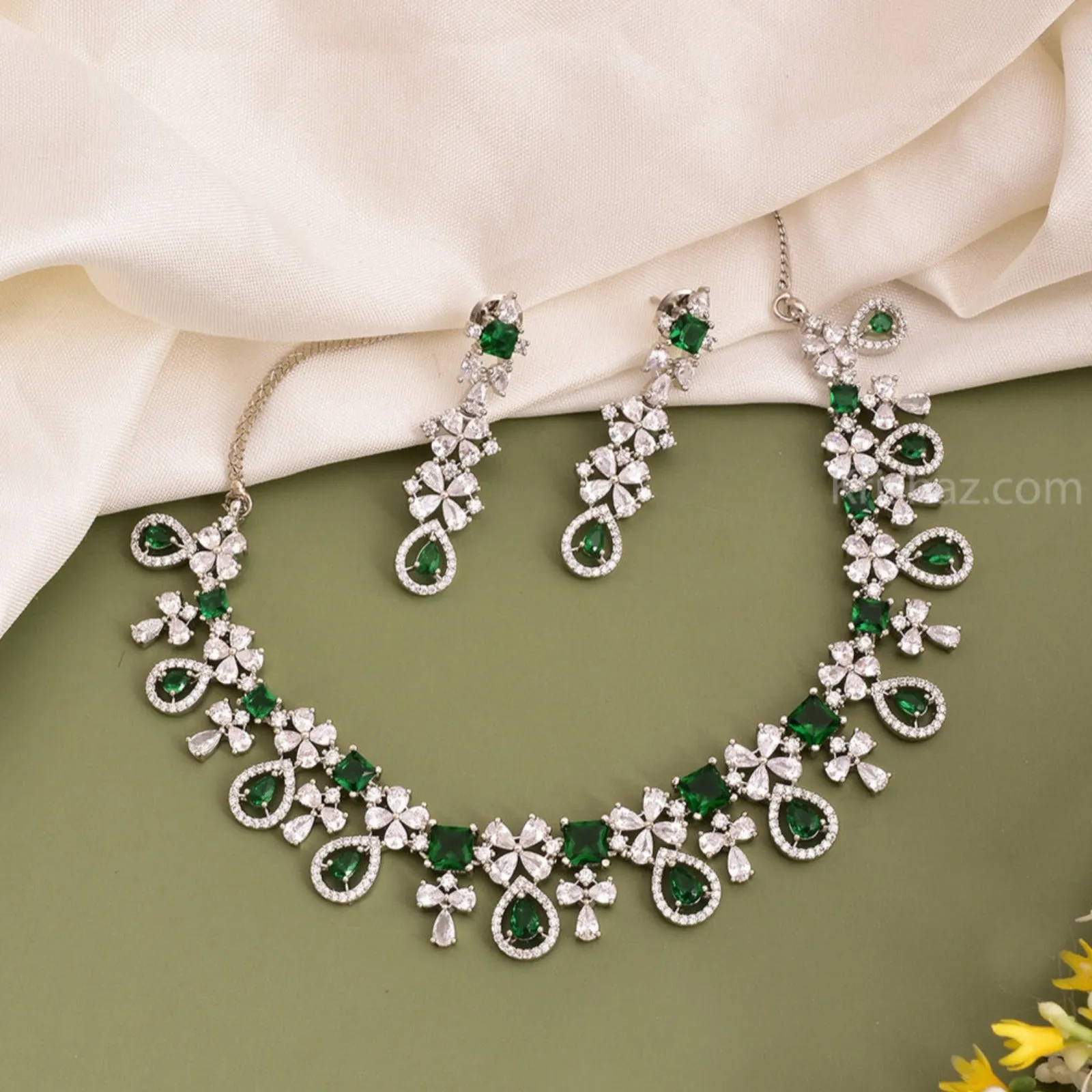 Janet Rhodium Plated Cz Necklace