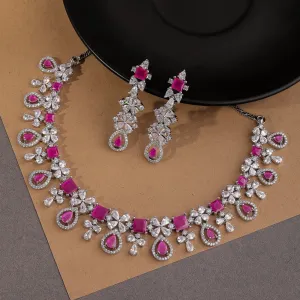 Janet Rhodium Plated Cz Necklace