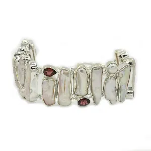 Kala Garnet Biwa Pearl Bracelet