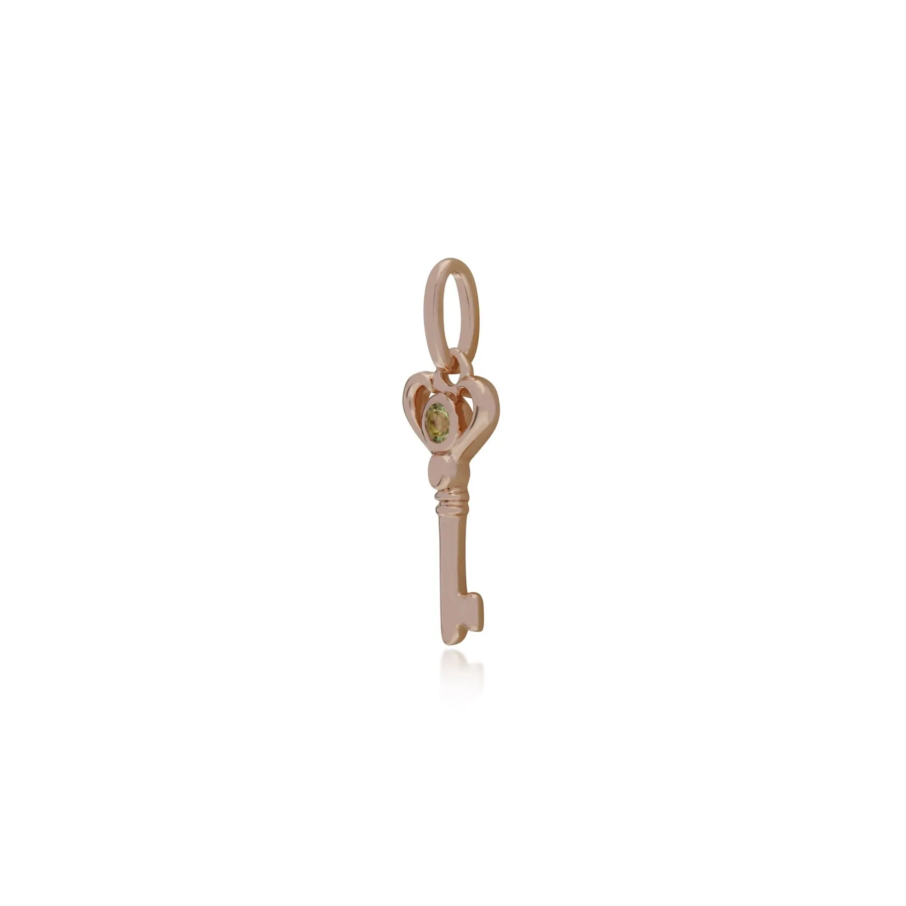 Klassischer Kleiner Peridot Schlüsselanhänger in Rose Vergoldetem Sterling Silber