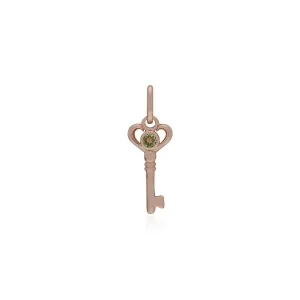 Klassischer Kleiner Peridot Schlüsselanhänger in Rose Vergoldetem Sterling Silber