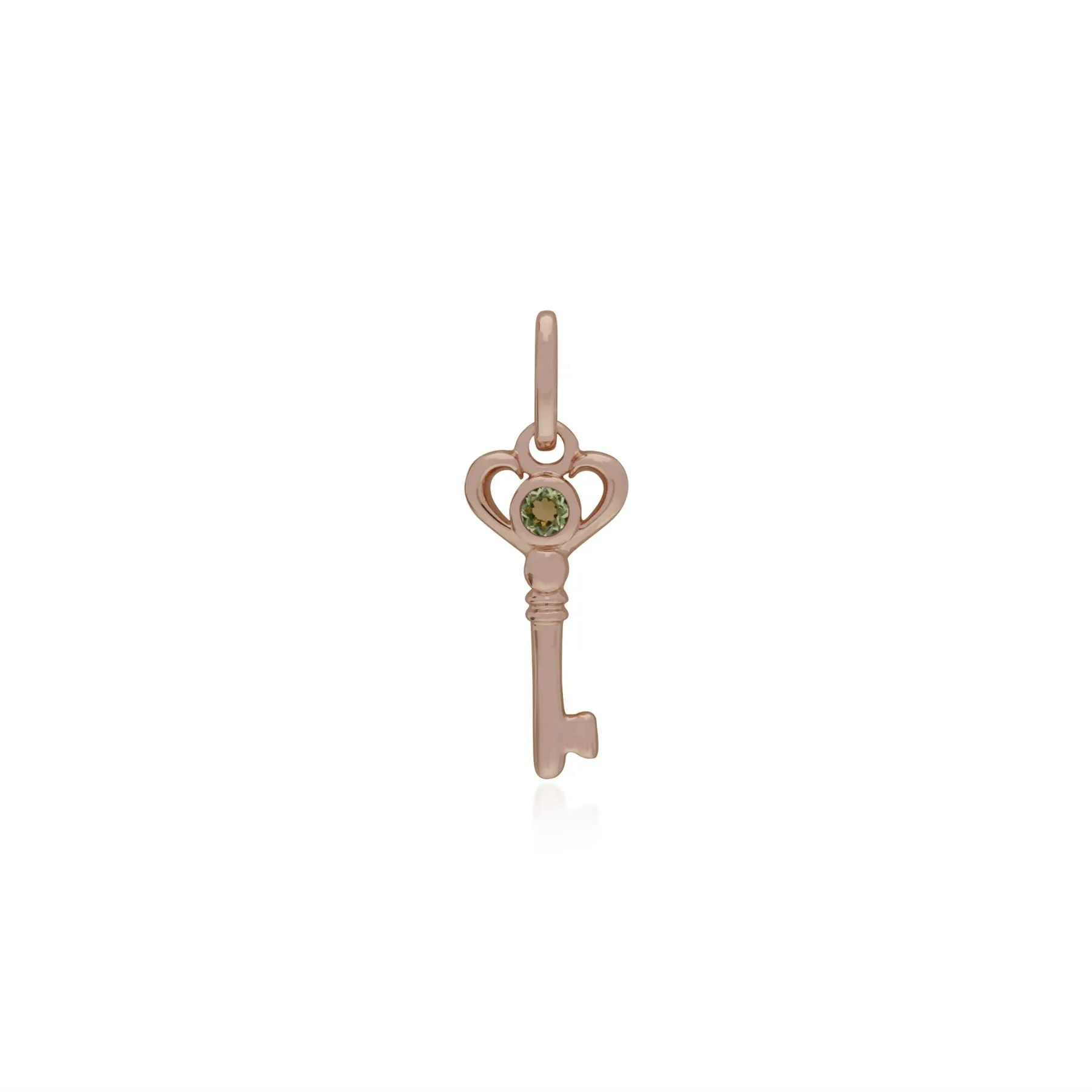 Klassischer Kleiner Peridot Schlüsselanhänger in Rose Vergoldetem Sterling Silber
