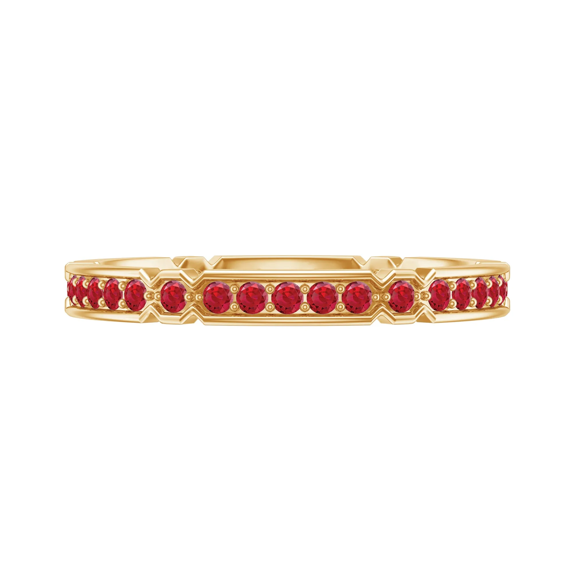 Lab-Created Ruby Classic Eternity Band Ring in Gold