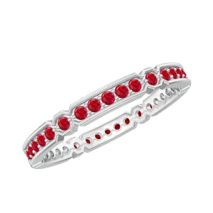 Lab-Created Ruby Classic Eternity Band Ring in Gold