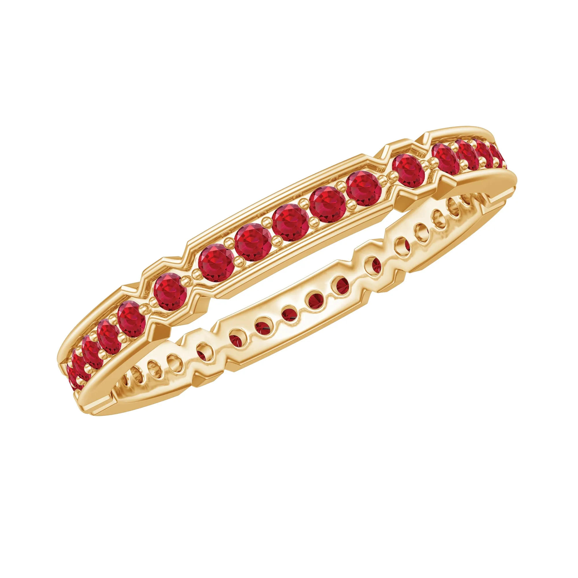 Lab-Created Ruby Classic Eternity Band Ring in Gold