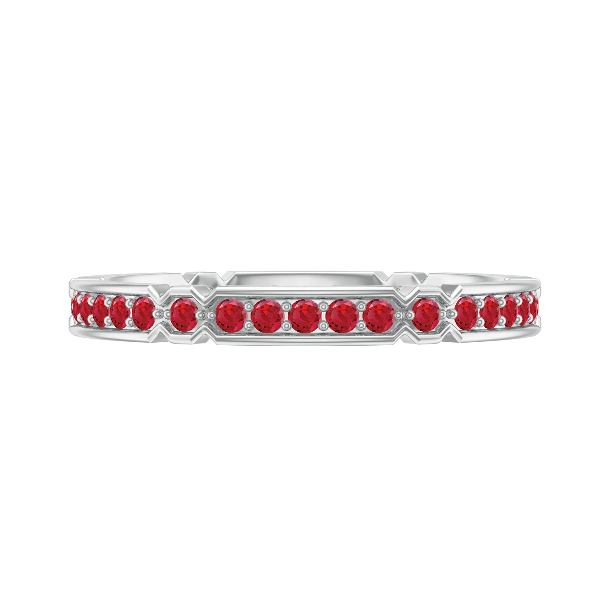 Lab-Created Ruby Classic Eternity Band Ring in Gold