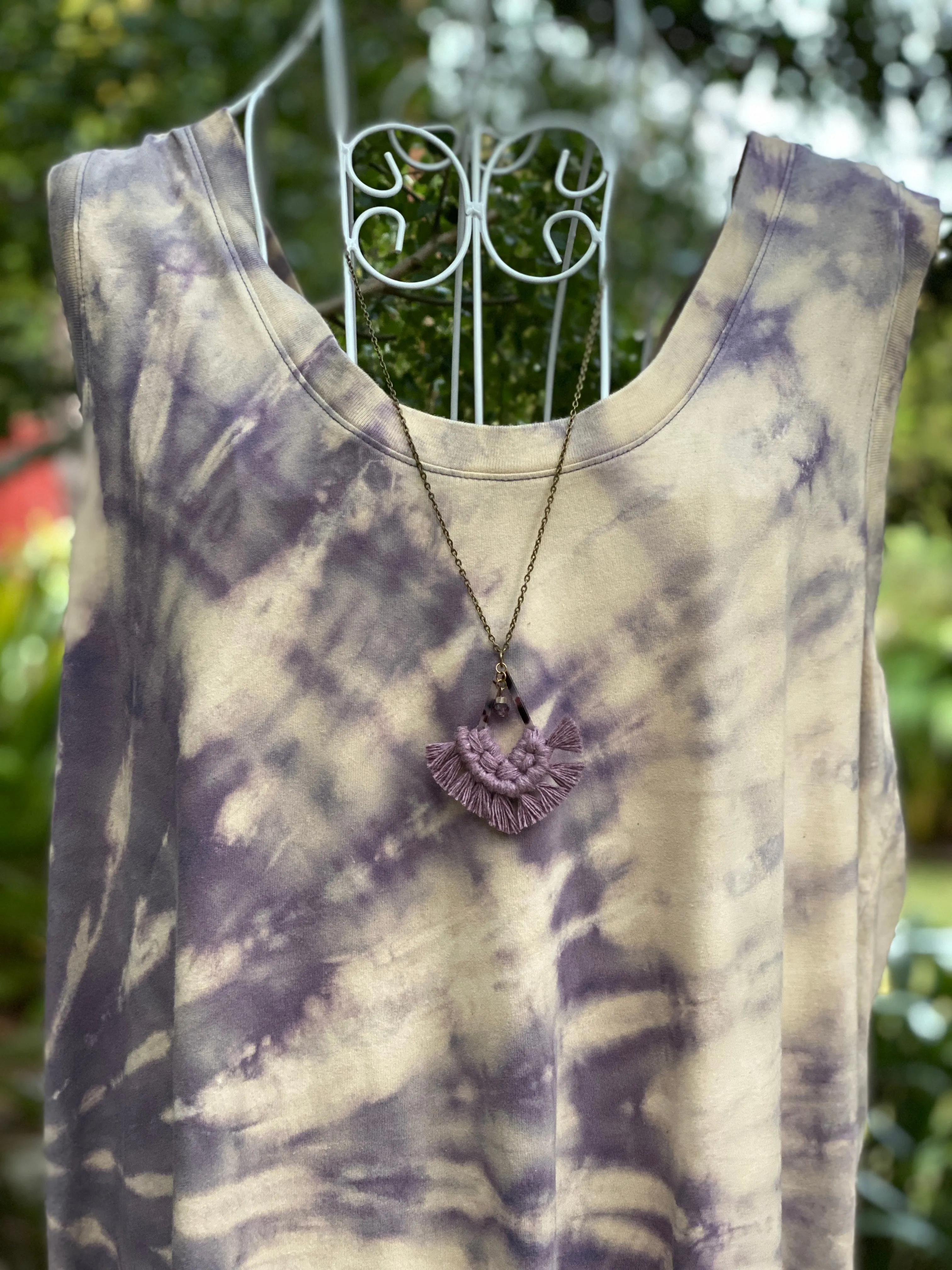 Lavender on Blonde Tortoise Shell Diamond with Fluorite and Citrine Stone Accent Necklace