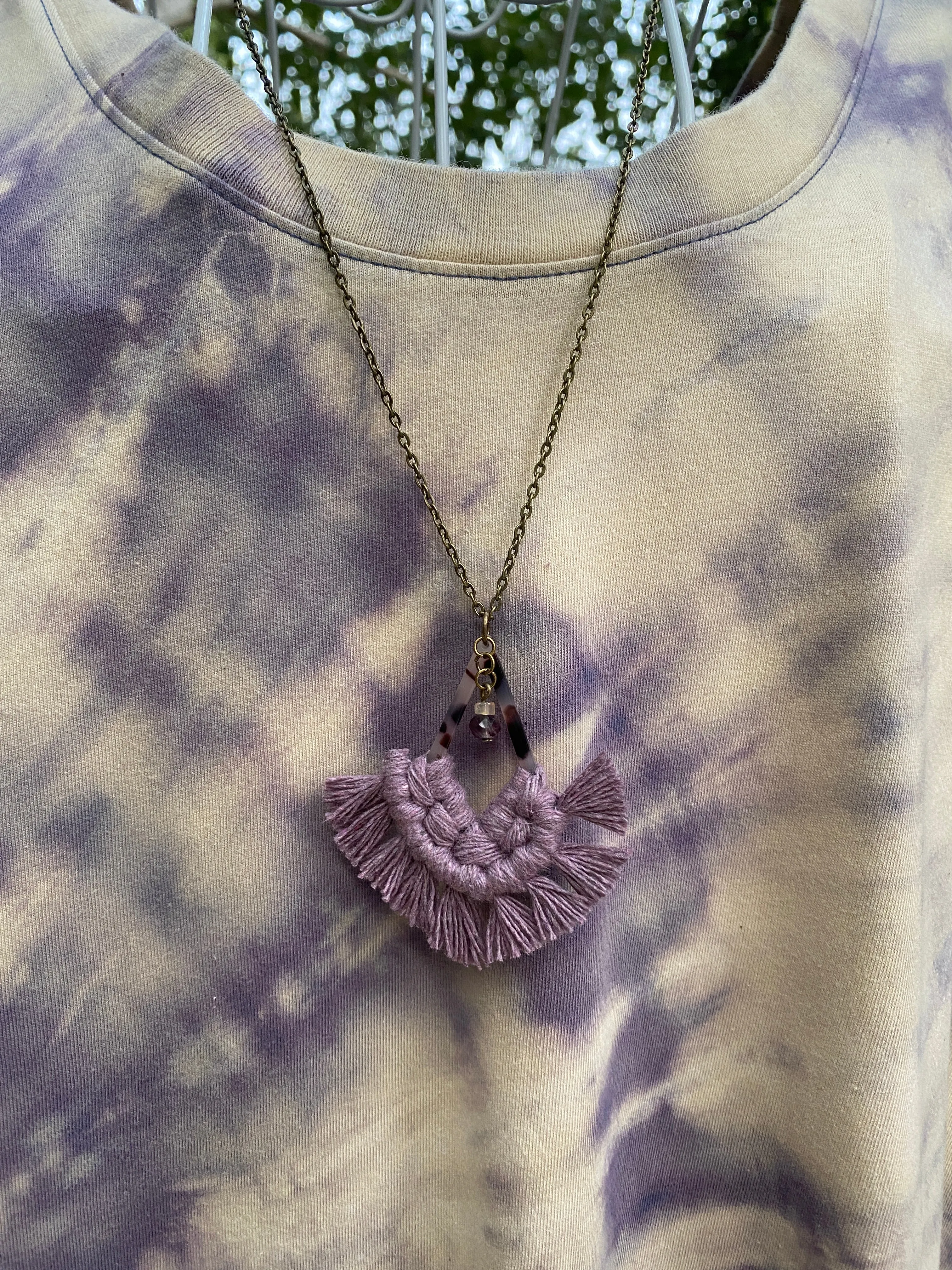 Lavender on Blonde Tortoise Shell Diamond with Fluorite and Citrine Stone Accent Necklace