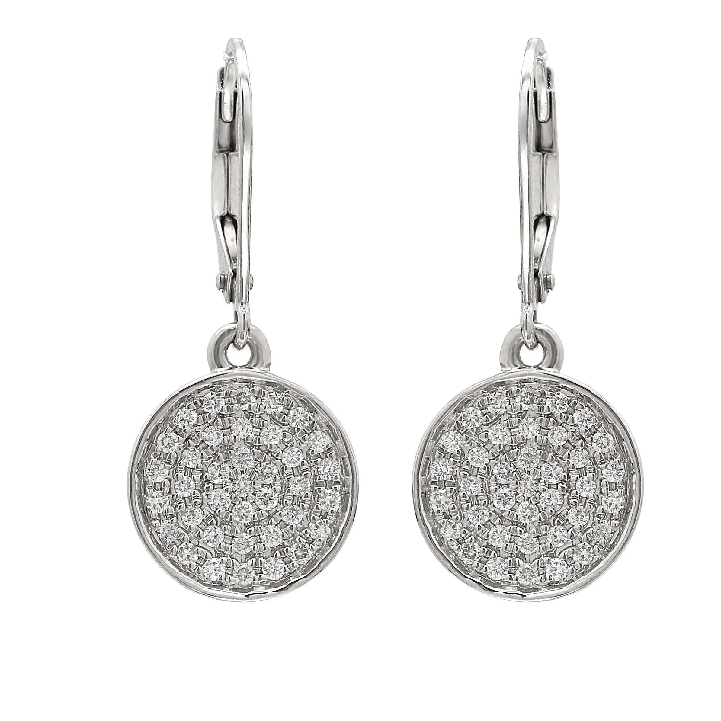 Leverback Diamond Disks Earrings 1/2Ctw
