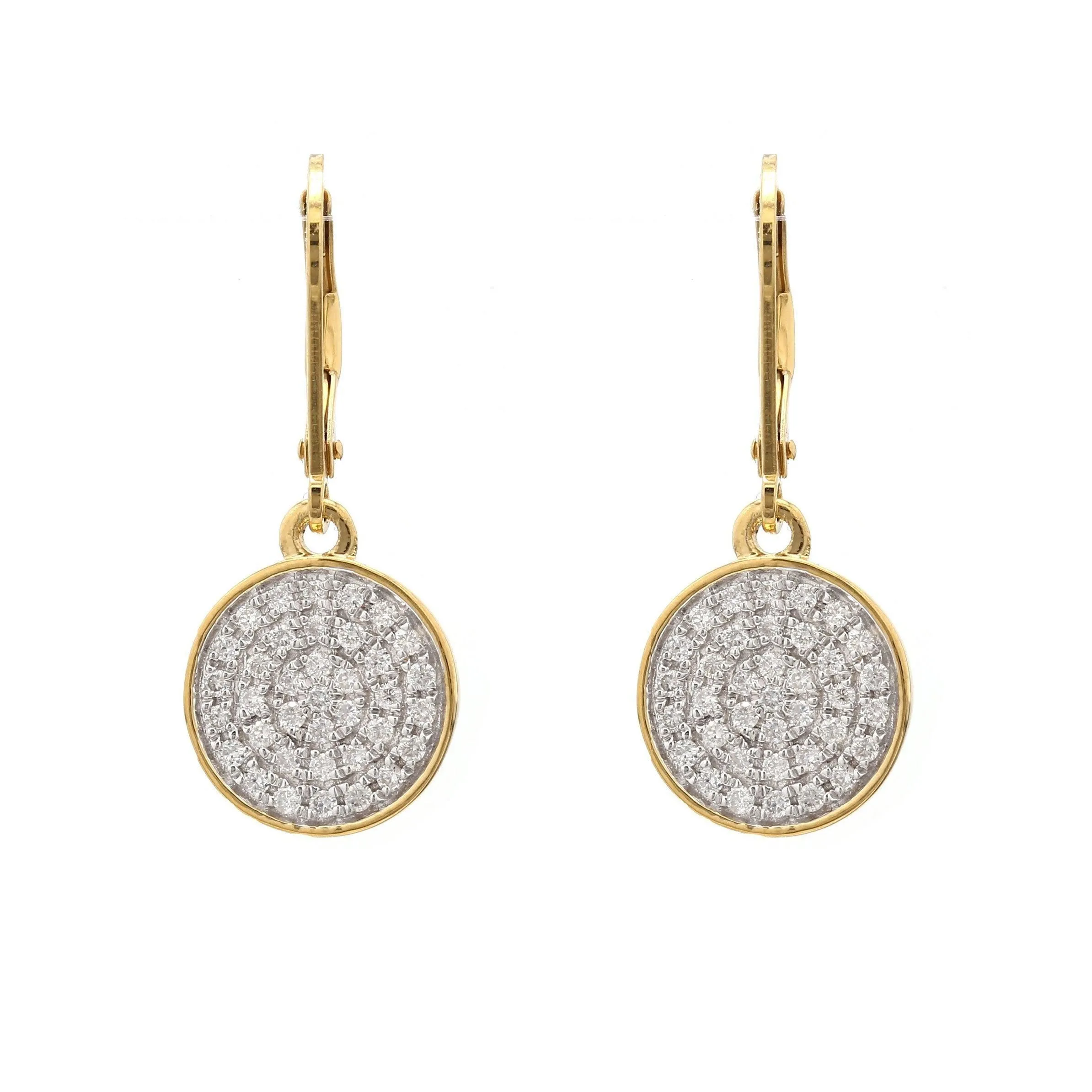 Leverback Diamond Disks Earrings 1/2Ctw