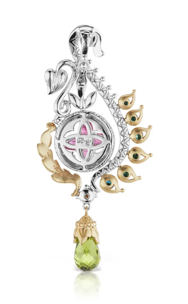Limited Edition Maharani’s Tear of Joy Pendant  – Diamond, Blue Diamond, Pink Tourmaline & Peridot