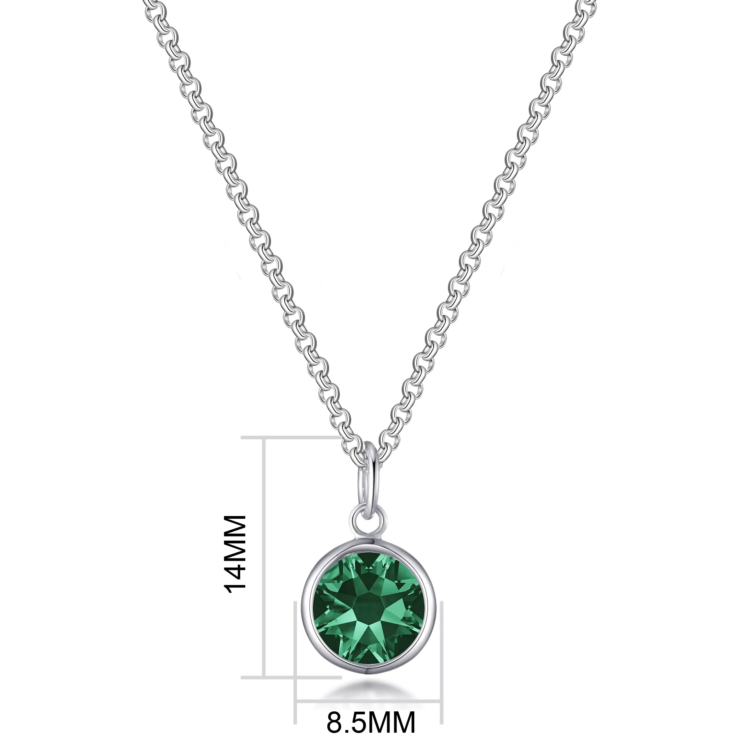 May (Emerald) Birthstone Necklace with Initial Charm (A to Z) Created with Zircondia® Crystals