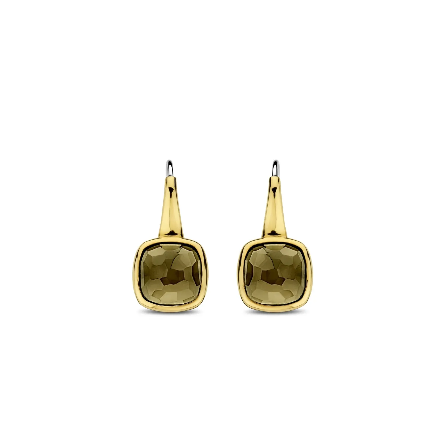 Milano Green Stone Drop Earrings - Gold - 7989KA
