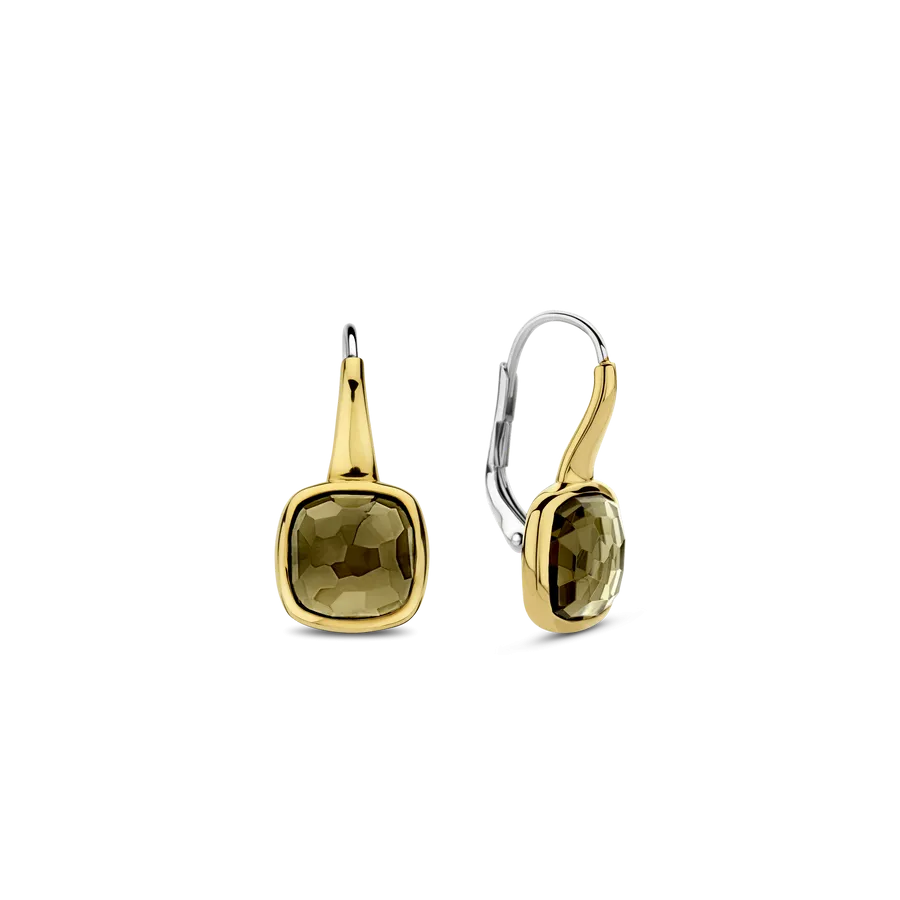 Milano Green Stone Drop Earrings - Gold - 7989KA