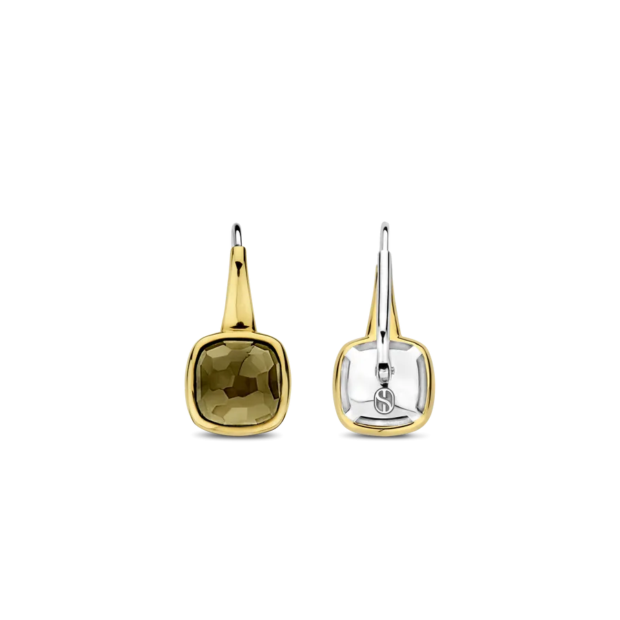 Milano Green Stone Drop Earrings - Gold - 7989KA