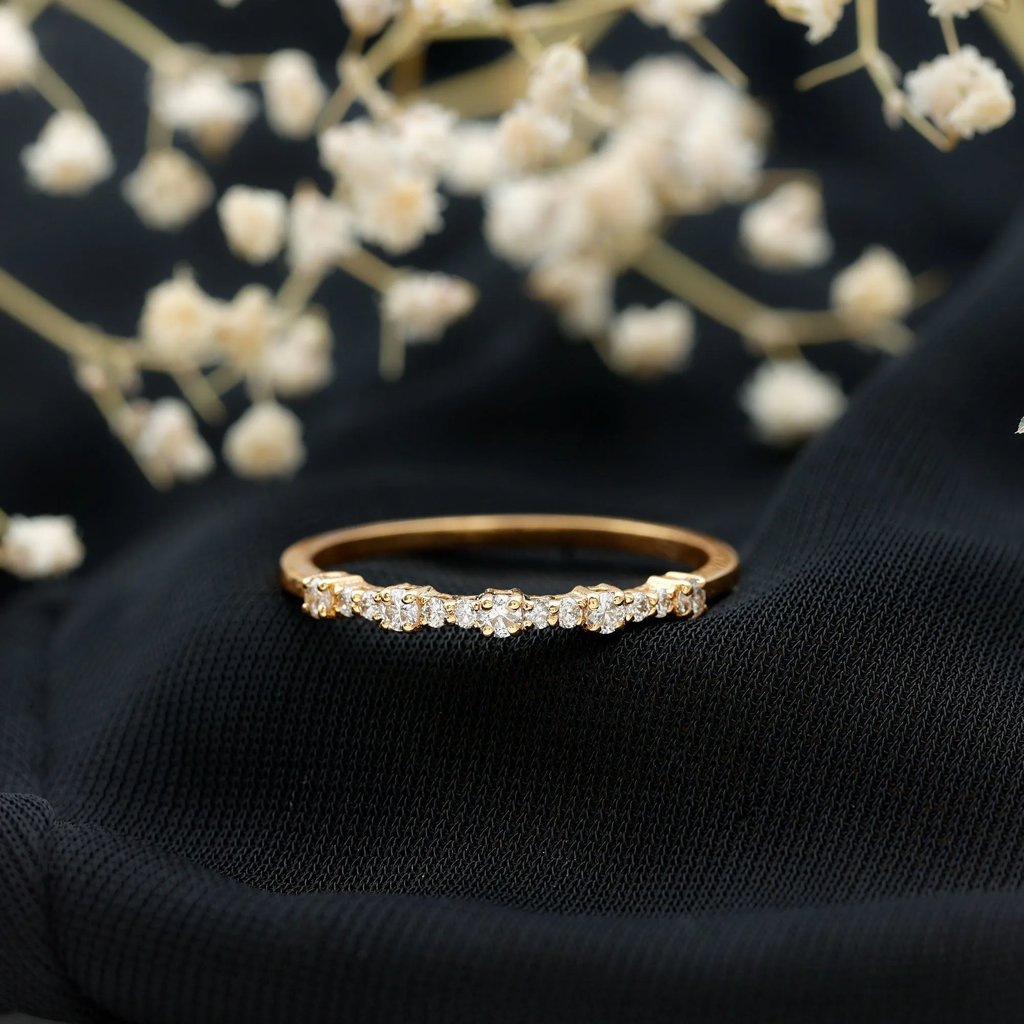 Minimal Diamond Half Eternity Stackable Ring