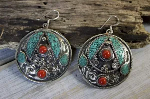 Mosaic Leaf Turquoise Earrings