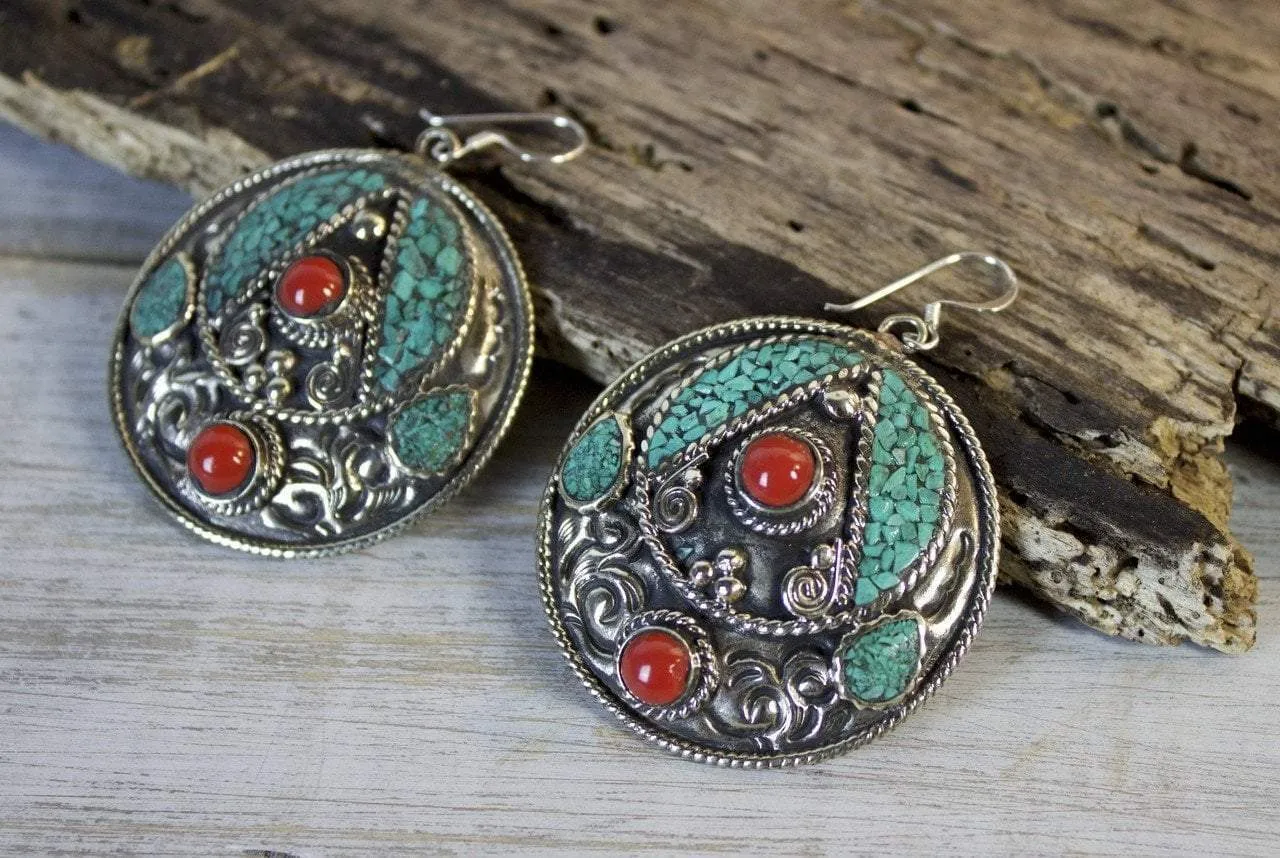 Mosaic Leaf Turquoise Earrings