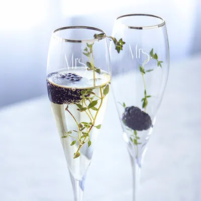 Mrs. & Mrs. Gatsby Silver Rim Champagne Flutes