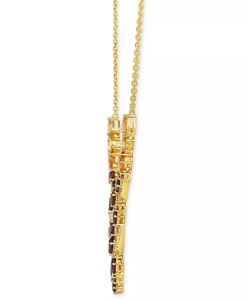 Multi-Gemstone (5-1/8 Ct. T.W.) & Vanilla Diamond (1/3 Ct. T.W.) Statement Necklace in 14K Gold, 19"   2" Extender