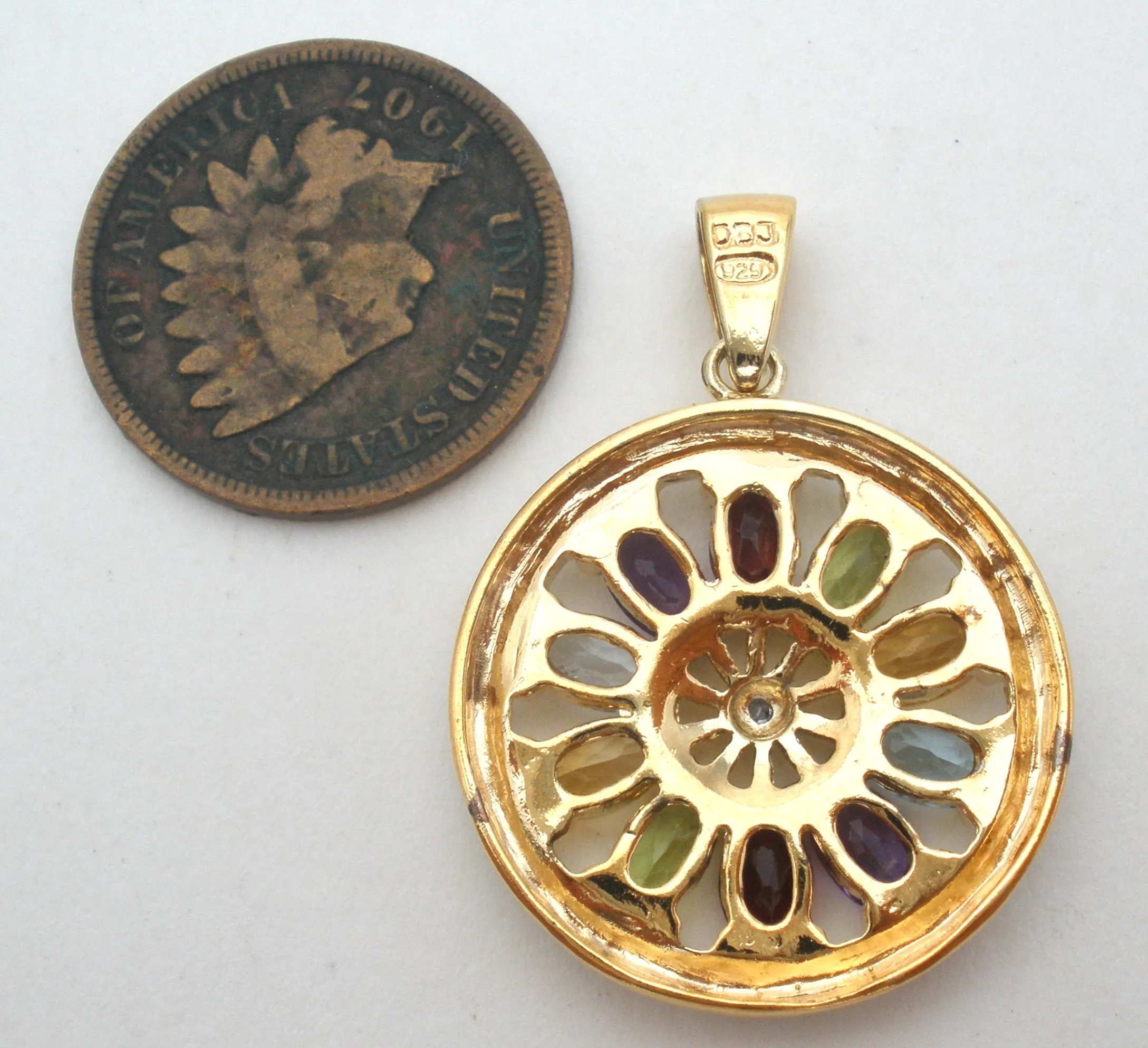 Multi Gemstone 925 Pendant by Victoria Townsend