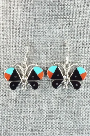 Multi Stone & Sterling Silver Inlay Earrings - Leavus Ahiyite