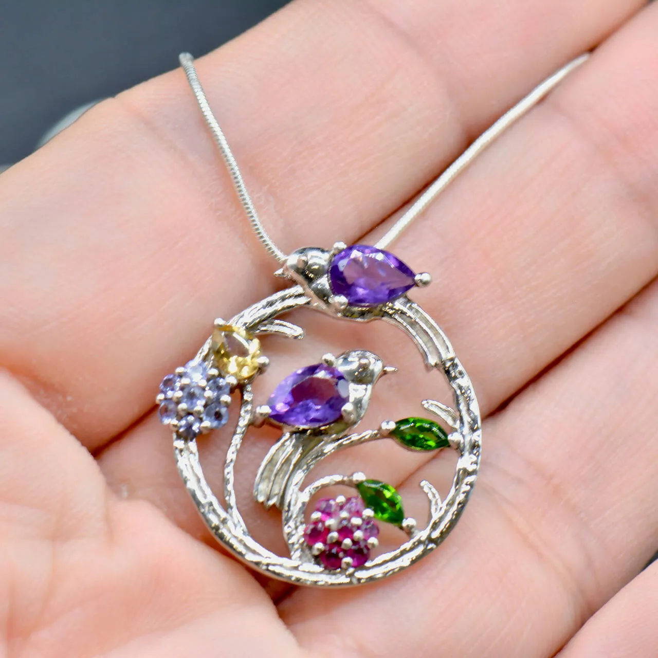 Multigems Tanzanite Ruby Amethyst Diopside Citrine Necklace Set