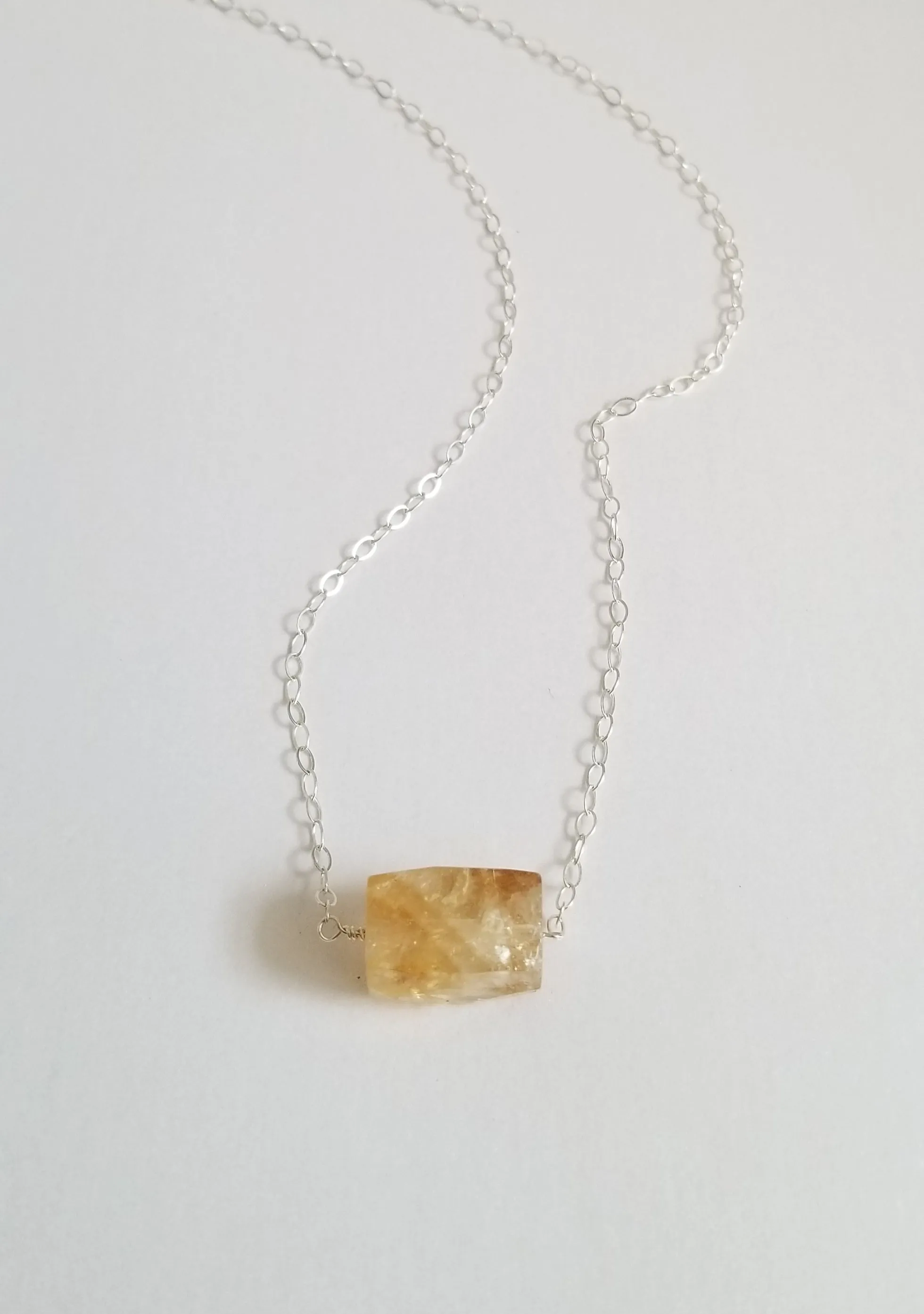 Natural Citrine Necklace, Raw Citrine Crystal Necklace