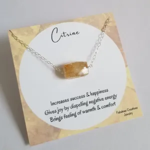 Natural Citrine Necklace, Raw Citrine Crystal Necklace