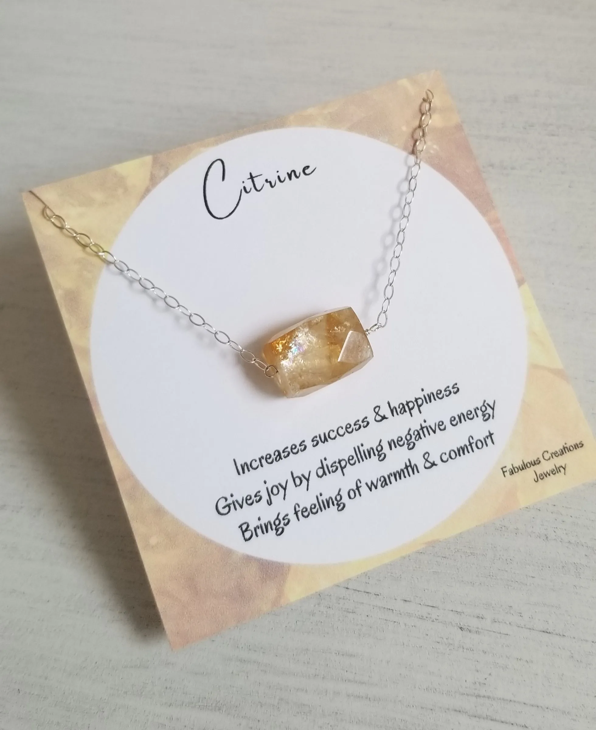 Natural Citrine Necklace, Raw Citrine Crystal Necklace