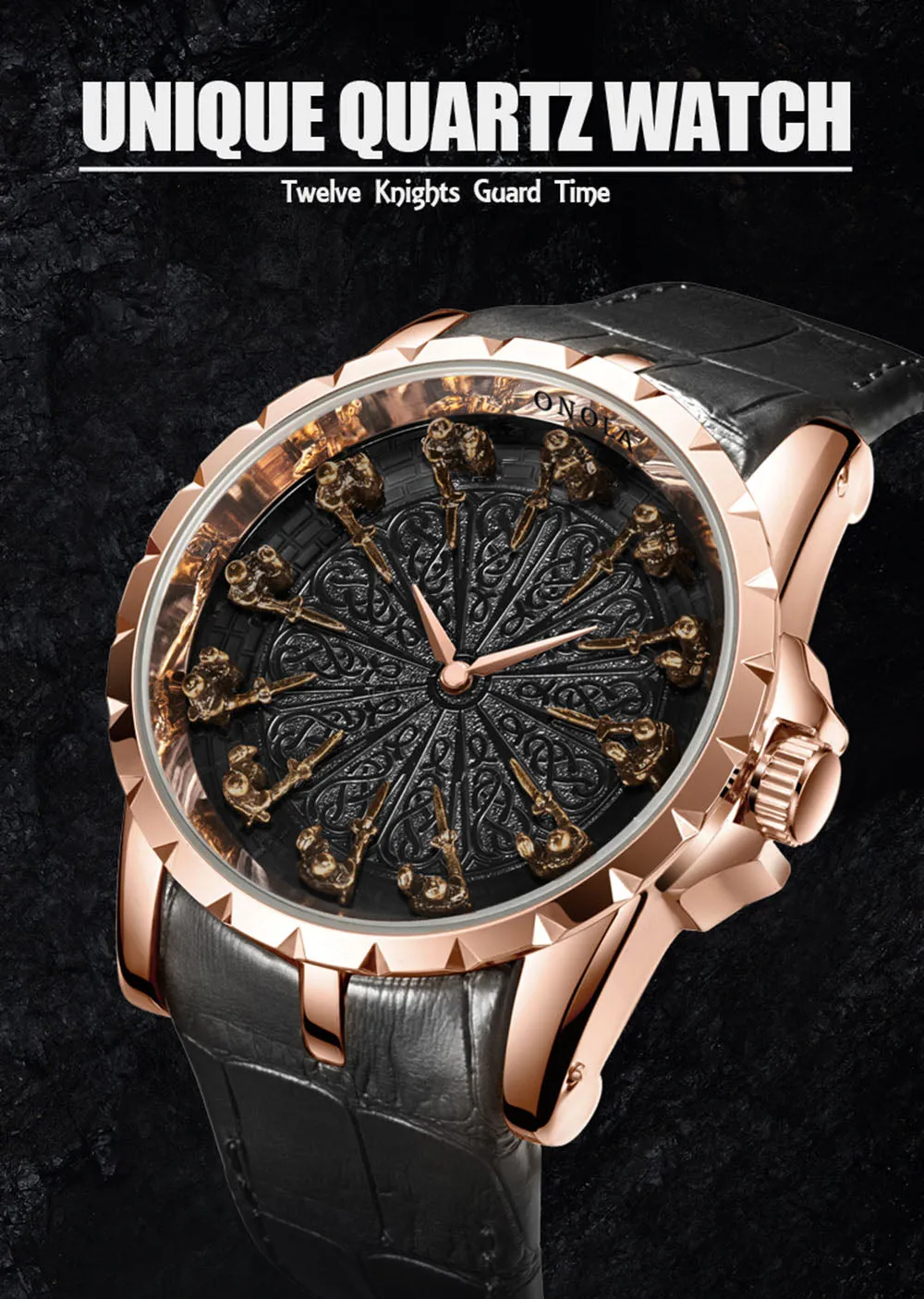 Noble Knights™ Titanium Leather Timepiece
