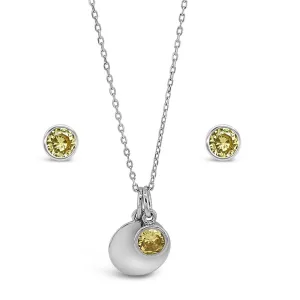 November Birthstone Sterling Silver Pendant And Earrings Set