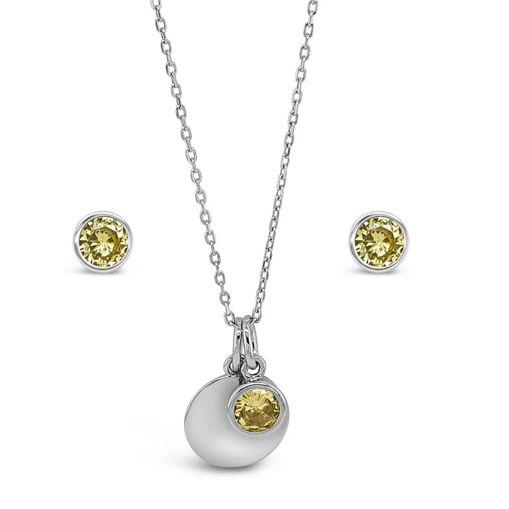 November Birthstone Sterling Silver Pendant And Earrings Set