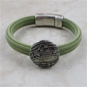 Olive Green Regaliz Rubber Bracelet with Handmade Coin Focus