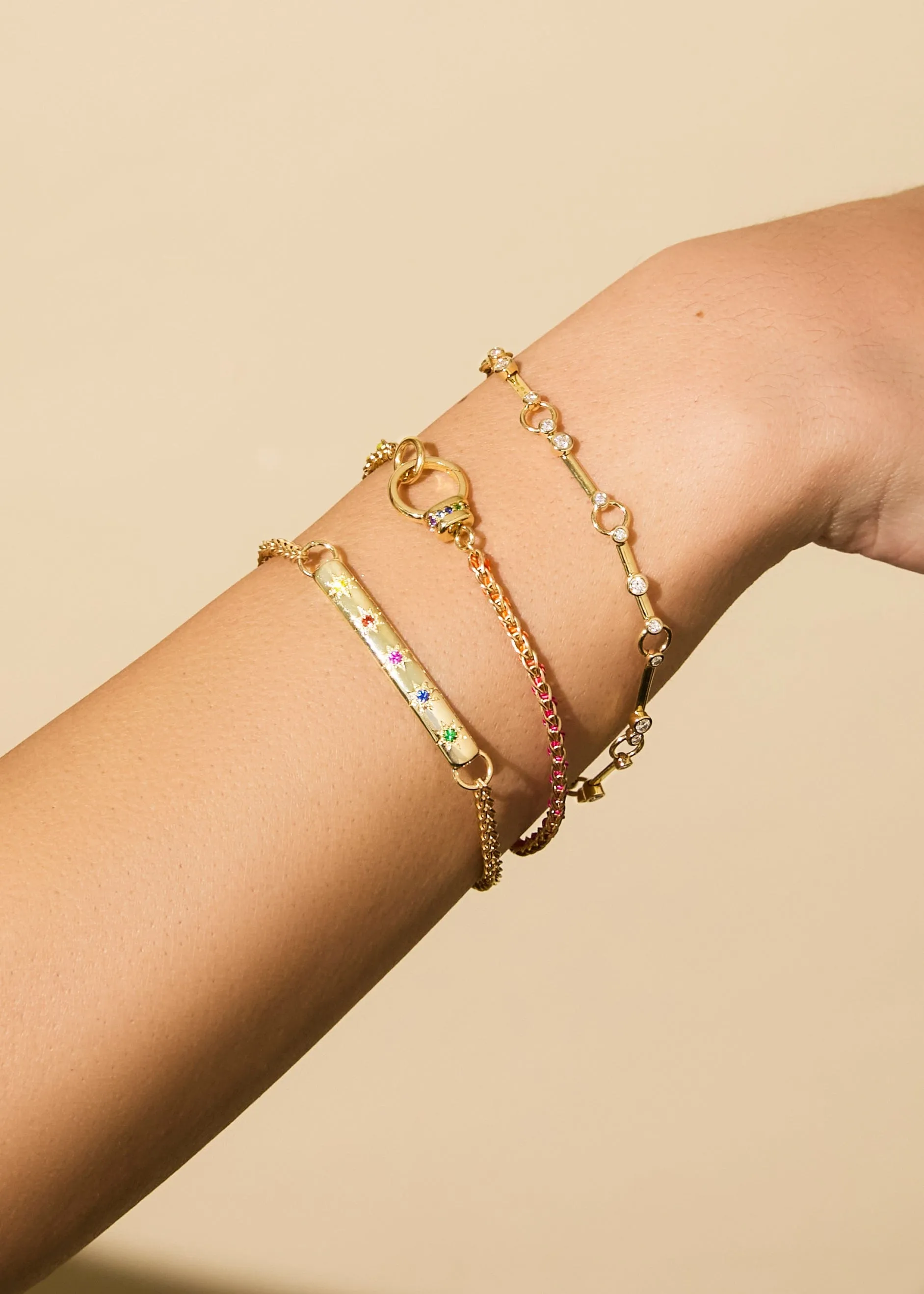 pathway bracelet, rainbow sapphire