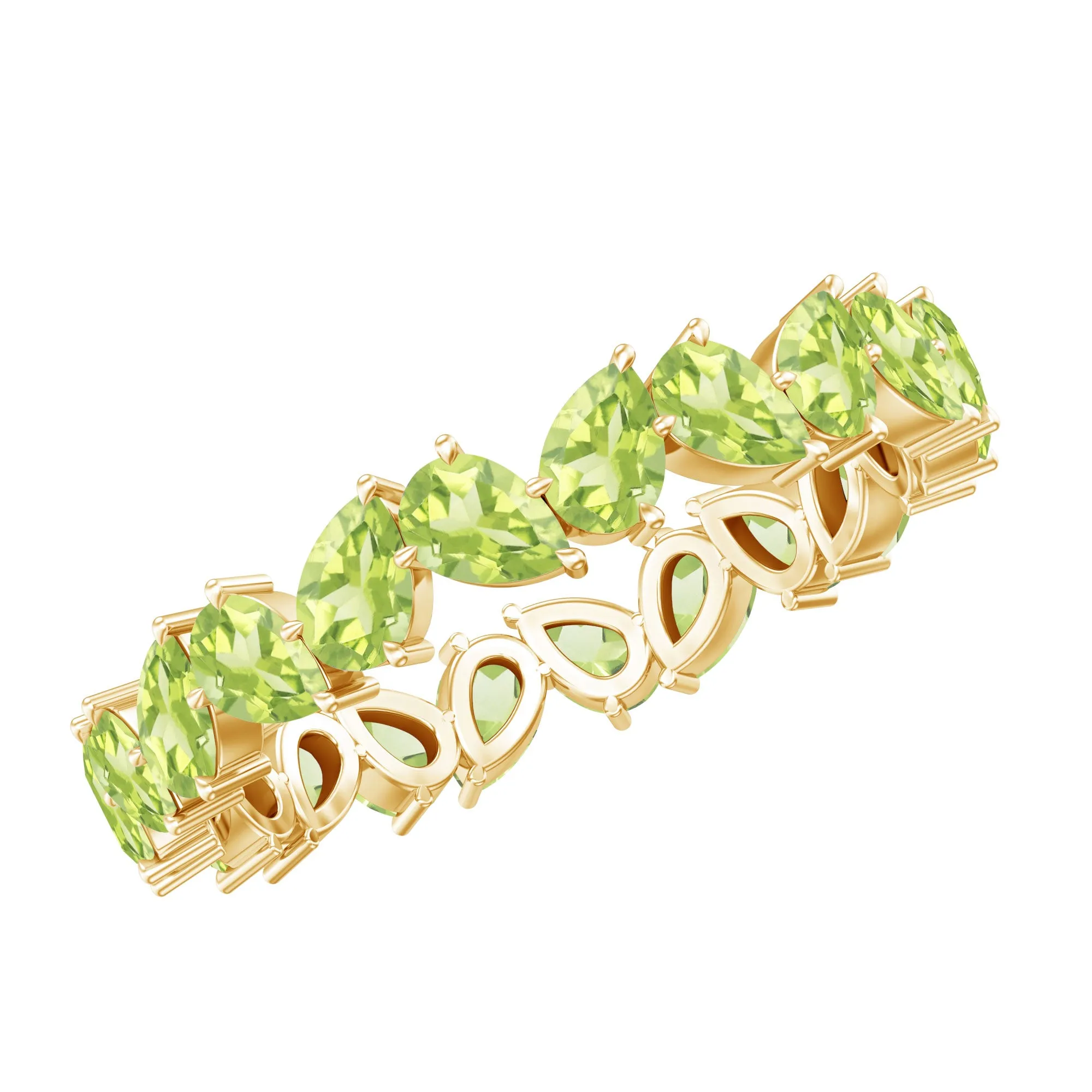 Pear Shape Peridot Full Eternity Band
