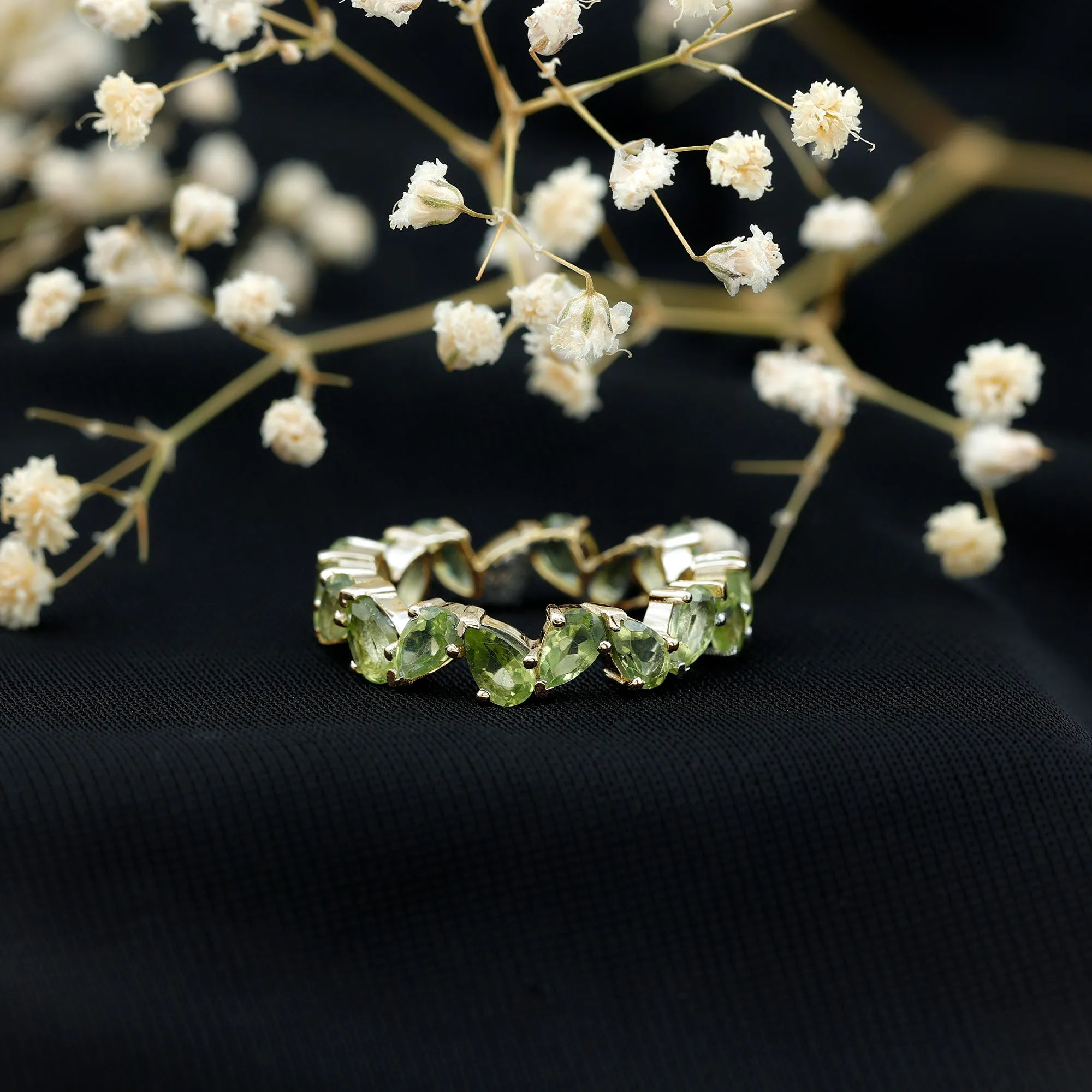 Pear Shape Peridot Full Eternity Band