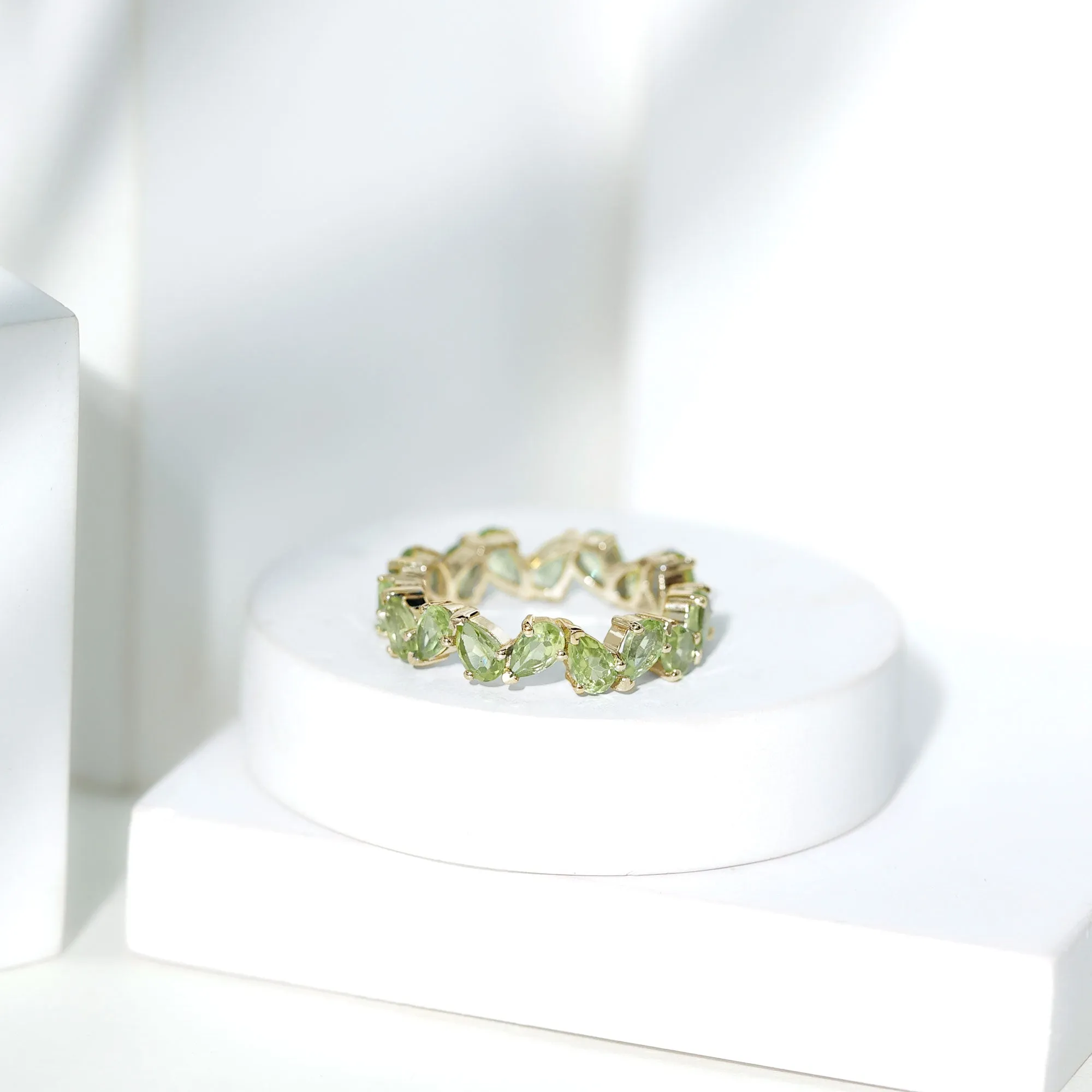 Pear Shape Peridot Full Eternity Band