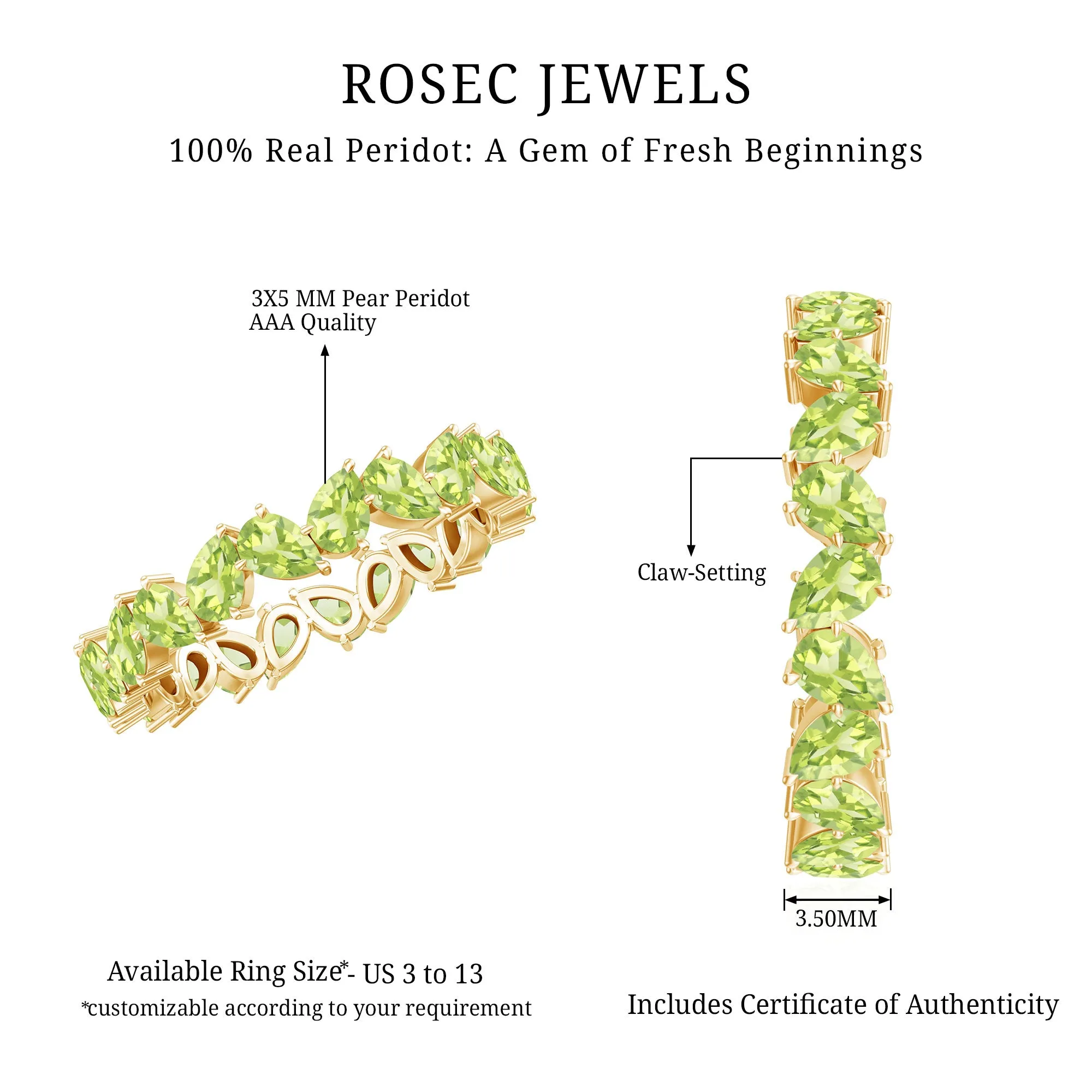 Pear Shape Peridot Full Eternity Band