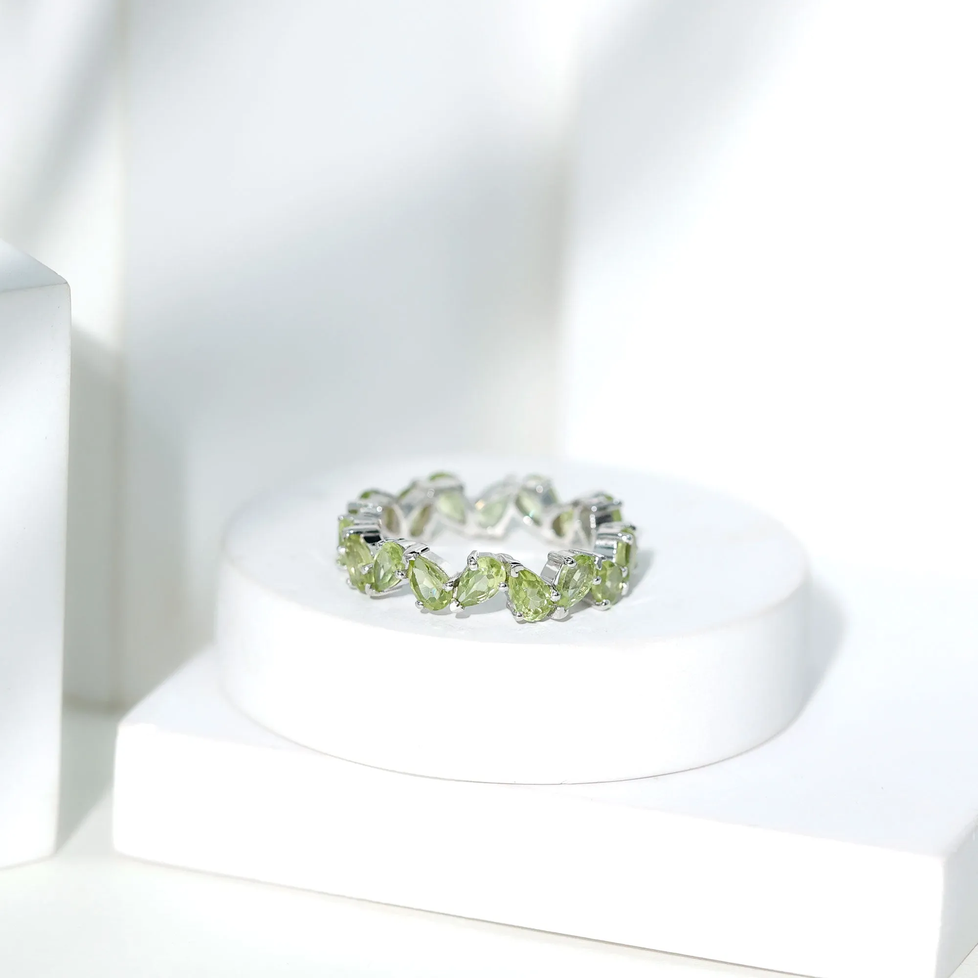 Pear Shape Peridot Full Eternity Band