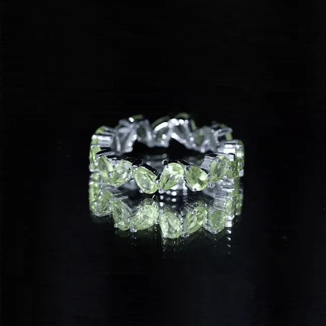 Pear Shape Peridot Full Eternity Band