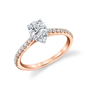 Pear Shaped Two Tone Classic Halo Engagement Ring - Harmonie 18k Gold Rose