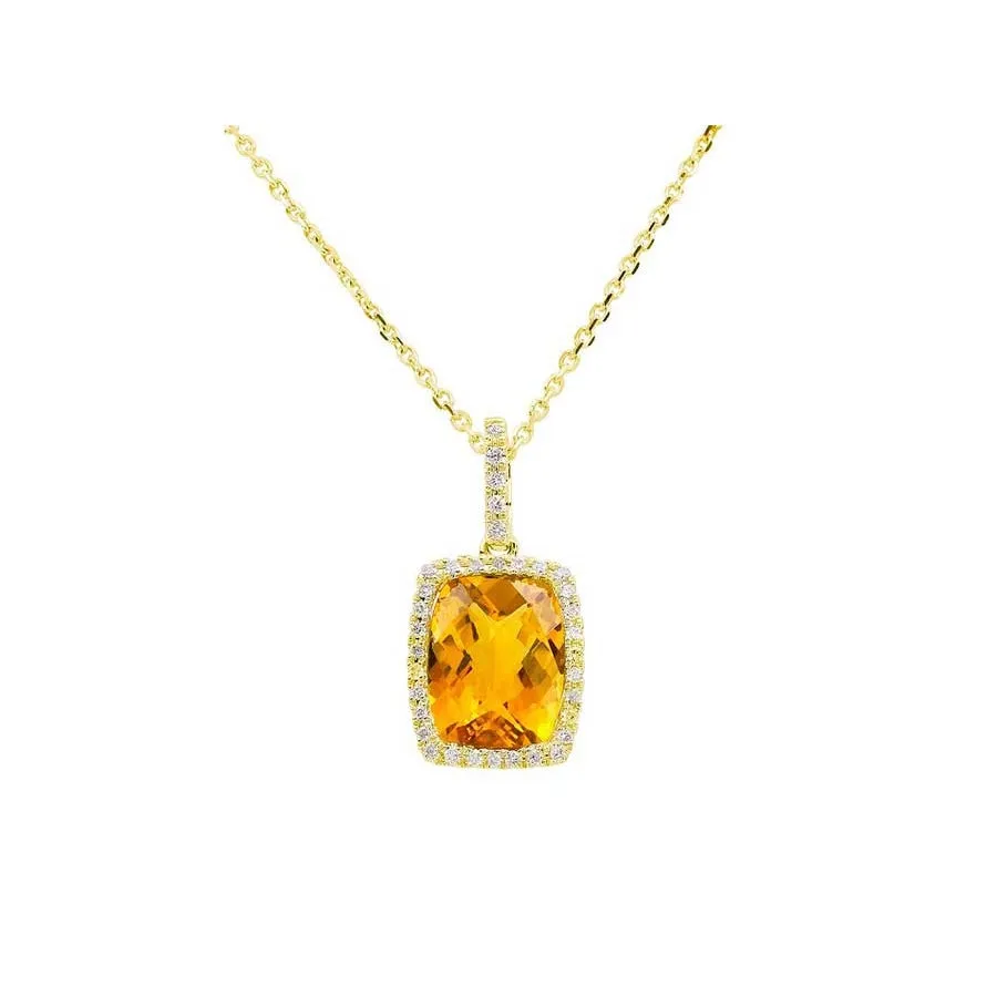 PeJay Creations 14K Yellow Gold Citrine and Diamond Necklace
