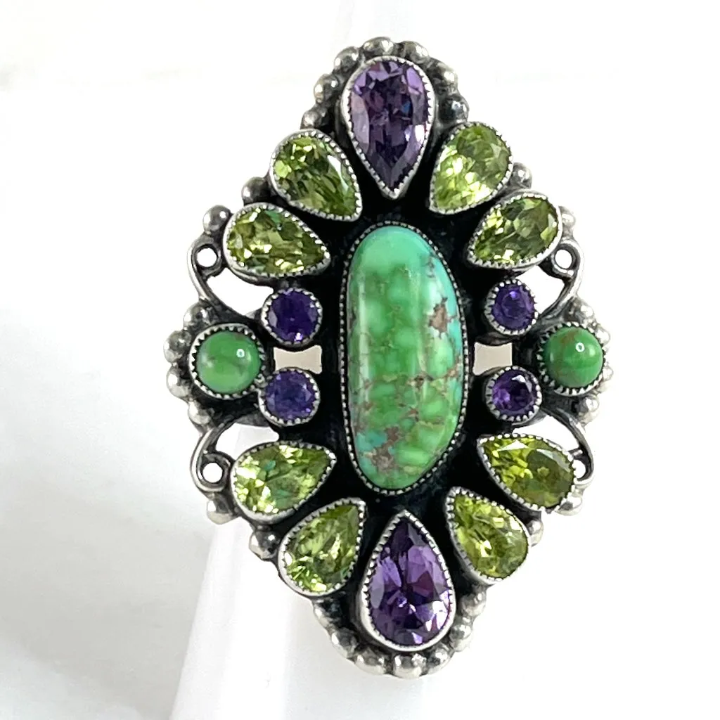 Peridot, Amethyst & Turquoise<br>By Leo Feeney<br>Size: 8.5