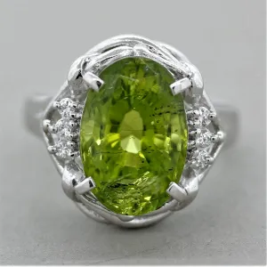 Peridot Diamond Platinum Ring