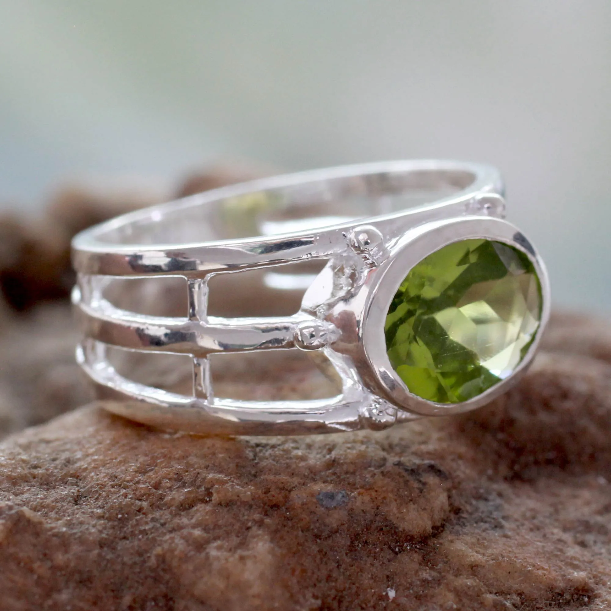 Peridot Ring Crafted of Sterling Silver - Forest Glow | NOVICA