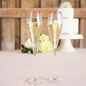 Personalized 7 oz. Gold Rim Champagne Flutes (Set of 2)